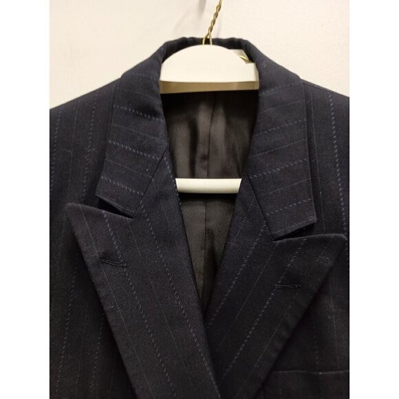 VTG Hugo Boss Mens Sports Jacket Sz 40R Navy Striped Pure Wool Double Breasted - Picture 2 of 9